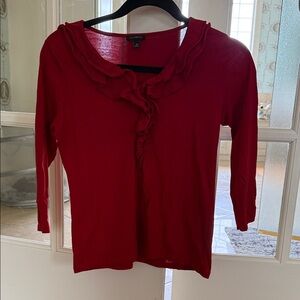 Talbots Scarlet Ruffle Trim Top